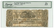 ca.1870s Dr. Michael Mozart Albany NY $5 Ad Note Vlack UNL LCG 15 (68791)