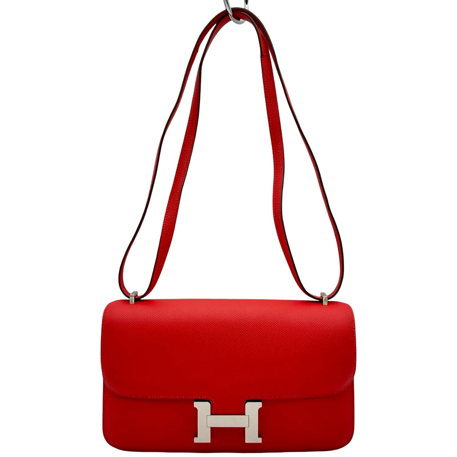 HERMES Constance Elan Rose Jaipur Epsom Leather Shoulder Bag Square P #OKB8976