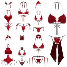 Women Costume Adult Lingerie Themed Party Christmas Teddy Set Santa Halloween