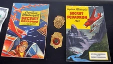 1942 & 1945 CAPTAIN MIDNIGHT SECRET SQUADRON Decoder Badges and Comics w/codes