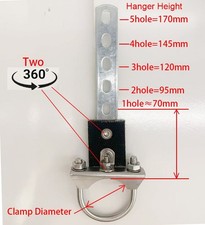 Universal Exhaust Tailpipe Hangers 360 Swivel Hanger Clamp For Pipe 25mm-150mm