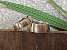 Set of Men's Women's Couples Wedding Bands Rings Brushed Silver Stainless Steel
