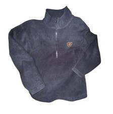 Ariat Mens Black Pullover 1/4 Zip Embroidered Logo Fleece Sweatshirt Sz Large