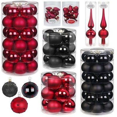 Weihnachtskugeln rot schwarz Dark Romance Christbaumschmuck Inge Glas Kugeln 