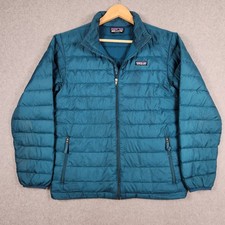 Patagonia Down Sweater Puffer Jacket Boys Size 14 XL Blue Full Zip Repair