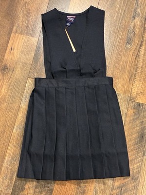 French Toast Girls V-Neck Wide Strap Jumper size 6 navy blue uniform school