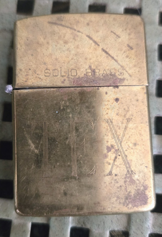 Vintage Zippo Lighter Solid Brass Says TEX