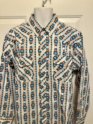 NEW Men s Diamond Ranchwear Pearl Snap Western Rockabilly Shirt White XL 17.5
