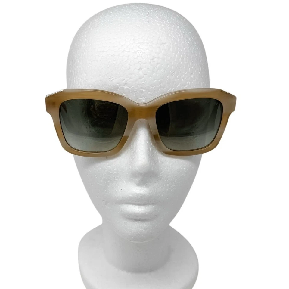 Gafas de sol Lanvin neutras cuadradas carey diamantes de imitación con joyas y estuche beige Foto 4 de 4