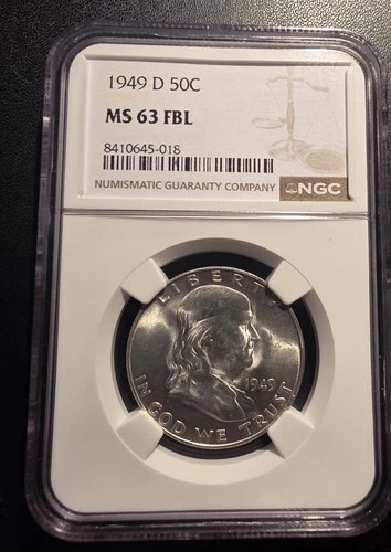 1949-D Franklin Half Dollar – NGC MS63 FBL – Full Bell Lines – Fresh 2025 Holder