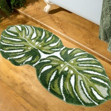 Homantic Green Bathroom Rug - Leaf Bath Mat Large Monstera Bath Rugs Non Slip