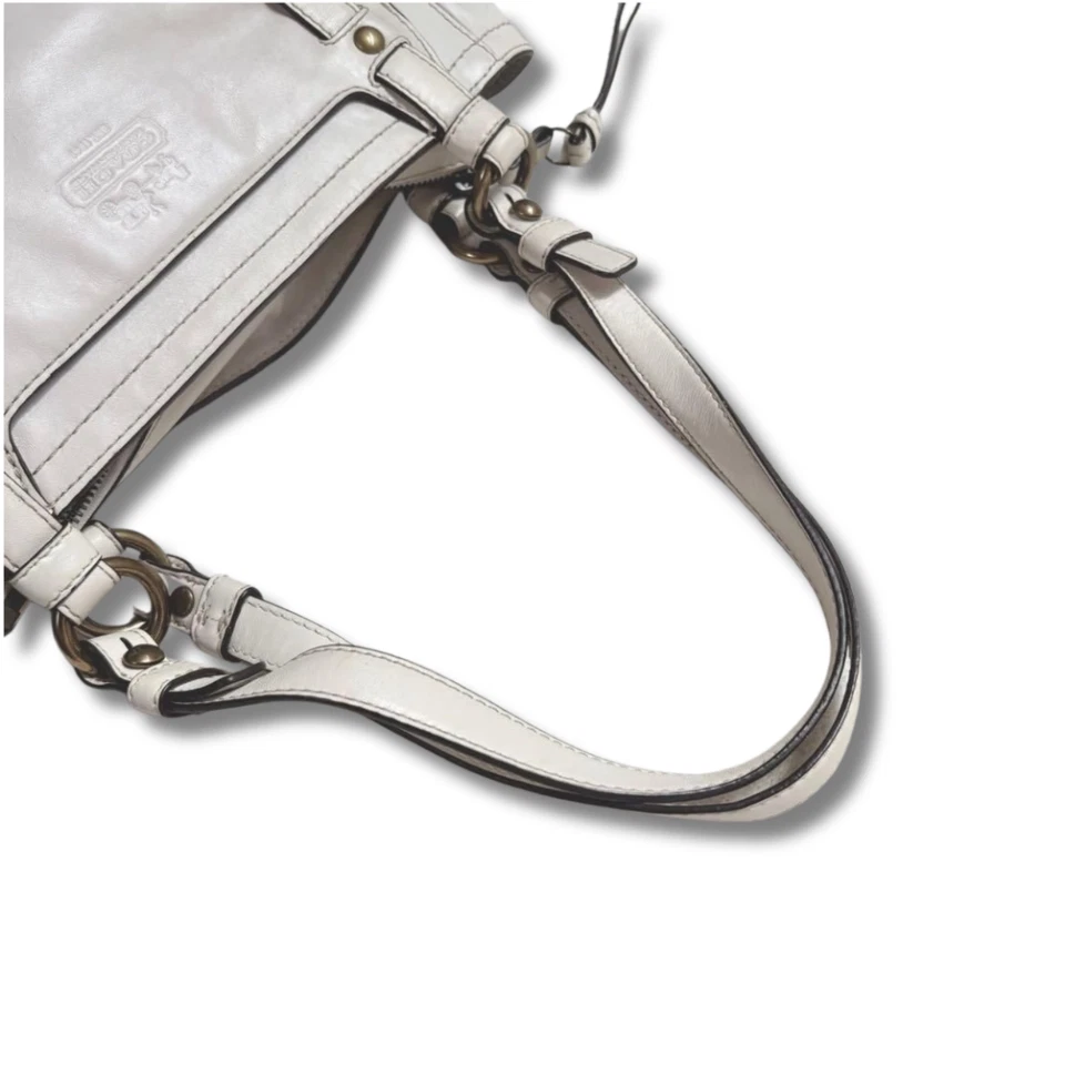 Bolso de Mano COACH 65th Legacy Bolsillo Turnlock Cuero Blanco De Colección 27x36x14 NNBq33 Foto 3 de 4