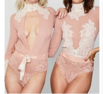 We Are HAH Take HAH Bow Reversible Bodysuit Copper Rose Size Medium NWT