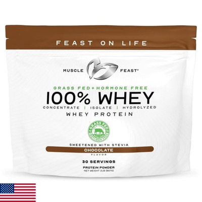 Muscle Feast 100% Grass Fed Whey Protein Powder - Natural, Hormone-Free, 2lb Cho
