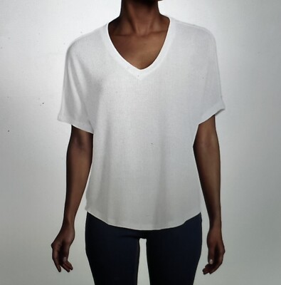 PHILOSOPHY BY REPUBLIC Womens V-Neck Tee Shirt Ivory Short Sleeve NEW NWT S M 