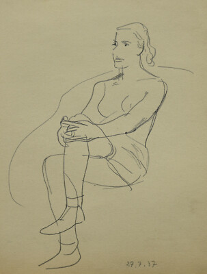 Jean Paul Schmitz 1899-1970 Singing / Drawing July 27, 1937 Seated Olevano