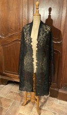 Antico Sciarpa Velo Scialle In Pizzo Chantilly Nero 235x50cm