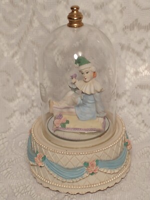 RARE Hard to Find Clown Music Box with Etched Dome plays Memories tblbs2