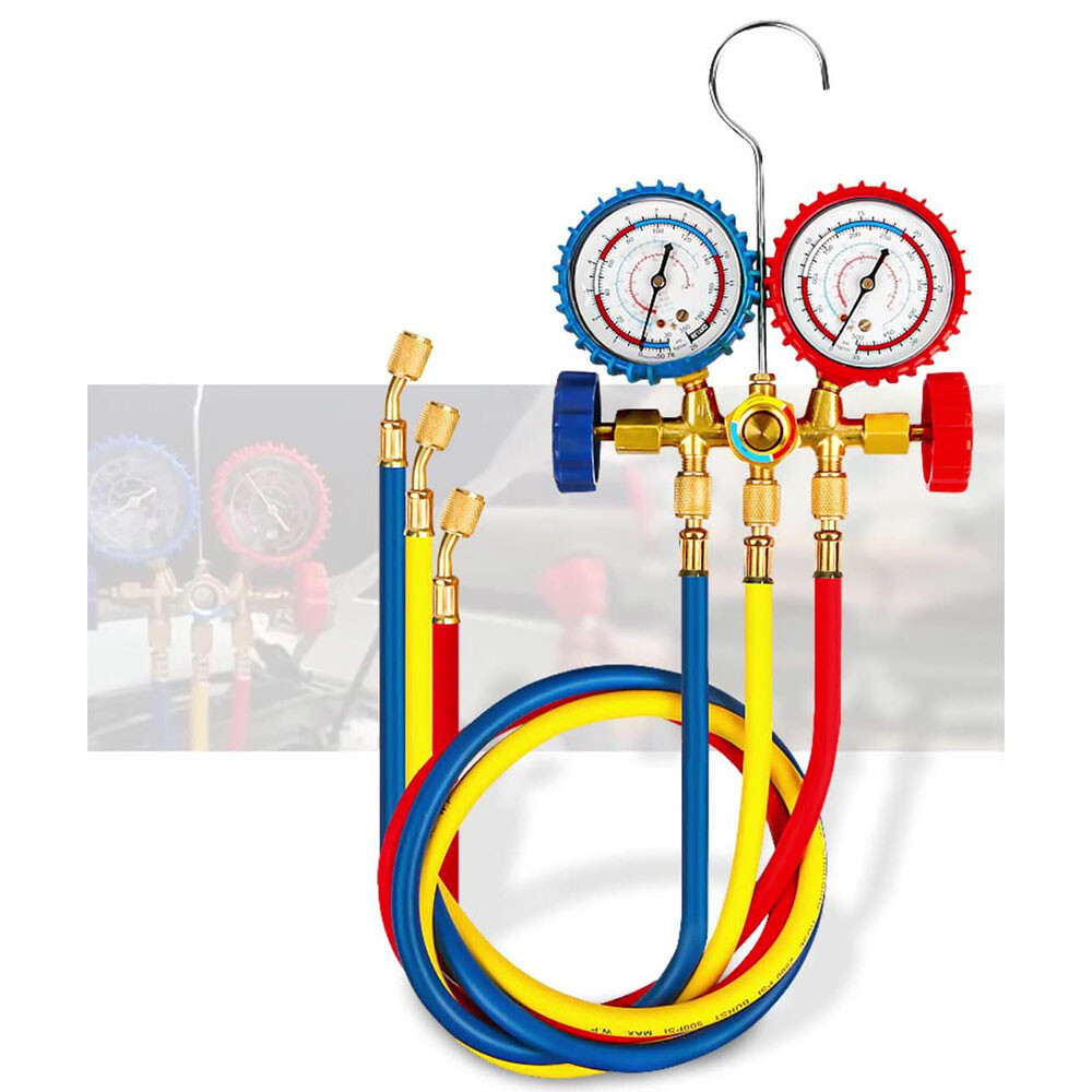 Juego de mangueras de carga de color de 3 pies para aire acondicionado HVAC refrigeración colector medidor