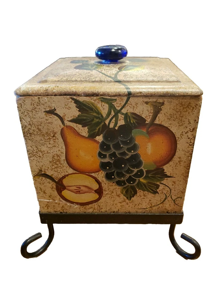 Wooden Kitchen Storage Box With Metal Legs For Fruits , Counter Top Deco - Image 2 of 4