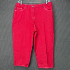 Ruby Rd. Petite Womens Size 16P Red Denim Capri Pants Mid-Rise Stretch Casual