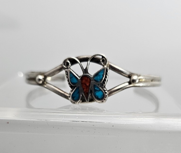 Vintage SS/turquoise Native American Butterfly cuff Vintage SS/turquoise Native American Butterfly cuff | eBay main image 3