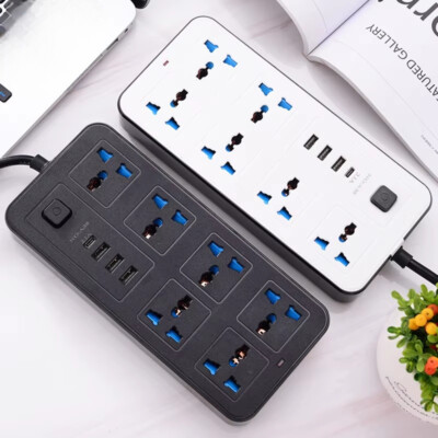 Power Multi Tap Universal Plug EU US UK Outlet Power Strip with 2m ExtensionCord