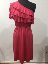 Peter Alexander Pink Ruffles Frilly Off The Shoulder Vintage Look Dress XS Small