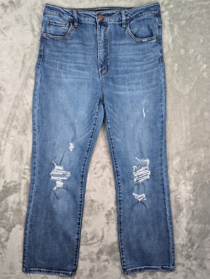 Risen Jeans Women Size 15/32 Blue High Rise Distressed Bootcut 
