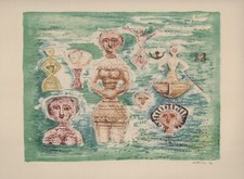 Massimo Campigli - Bagnanti - Litografia a colori