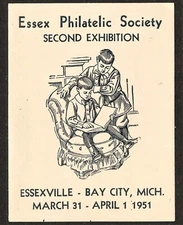 1951 Essex Philatelic Society Exhibition Poster Stamp - Bay City Michigan - Boys