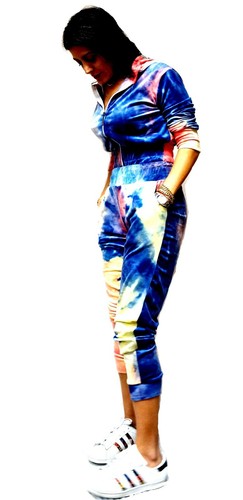 Womens Casual 2 PCS Tracksuit Zip Up Hooded Sweatshirt Tie-dye Hoodies Pants Set - Picture 32 of 44