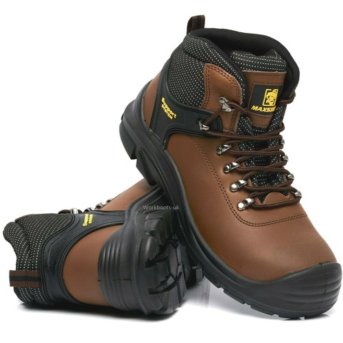 MENS WATERPROOF LEATHER SAFETY ANKLE BOOTS STEEL TOE CAP WORK PPE LACE SHOES SZ - Picture 2 of 6