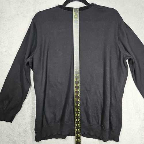 Jones New York Wool Blend Black Long Slv Rhinestones Beads Collar Sweater Sz 3X - Picture 15 of 18