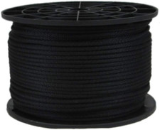 1/8 Inch Black Dacron Polyester Cord - 500 Foot Spool  Solid Braid - Industrial