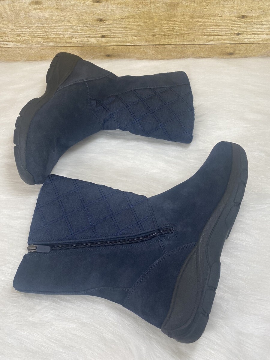 Lands End Womens Size 8D Blue Quilted Suede All Weather Zip  Lands End Women\'s Quilted Suede All Weather Boots Dark Blue Size 7.5 D Winter main image 0