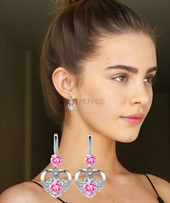Quality Heart Earrings Dangle Drop Hook 925 Sterling Silver Ladies Gift Love UK
