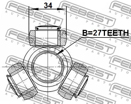 0216-F50 FEBEST Tripod Hub, drive shaft for ,INFINITI,NISSAN,NISSAN (ZHENGZHOU)