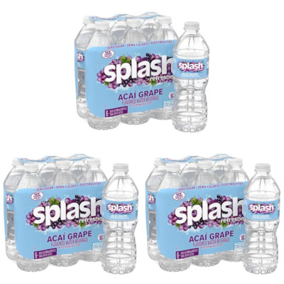 Acai Grape Flavored Water, 16.9 Fl Oz Plastic Bottle, Pack of 18