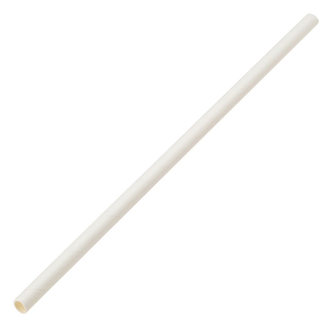 24 X Paper Solid White Straw Biodegradable Straw For Cocktails Drinks 8"" (20Cm)