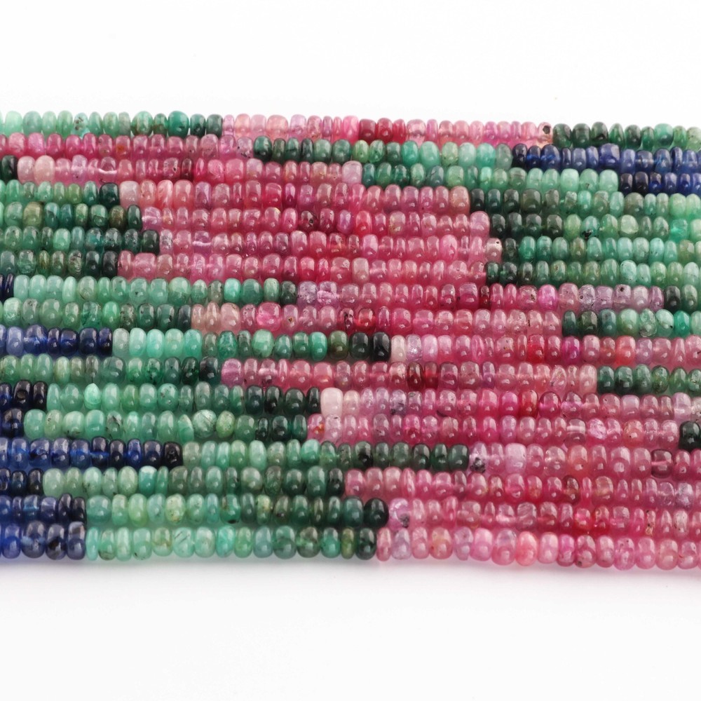1 Long Strand Natural Multi Sapphire Smooth Rondelles -Multi Rainbow Beads Multi