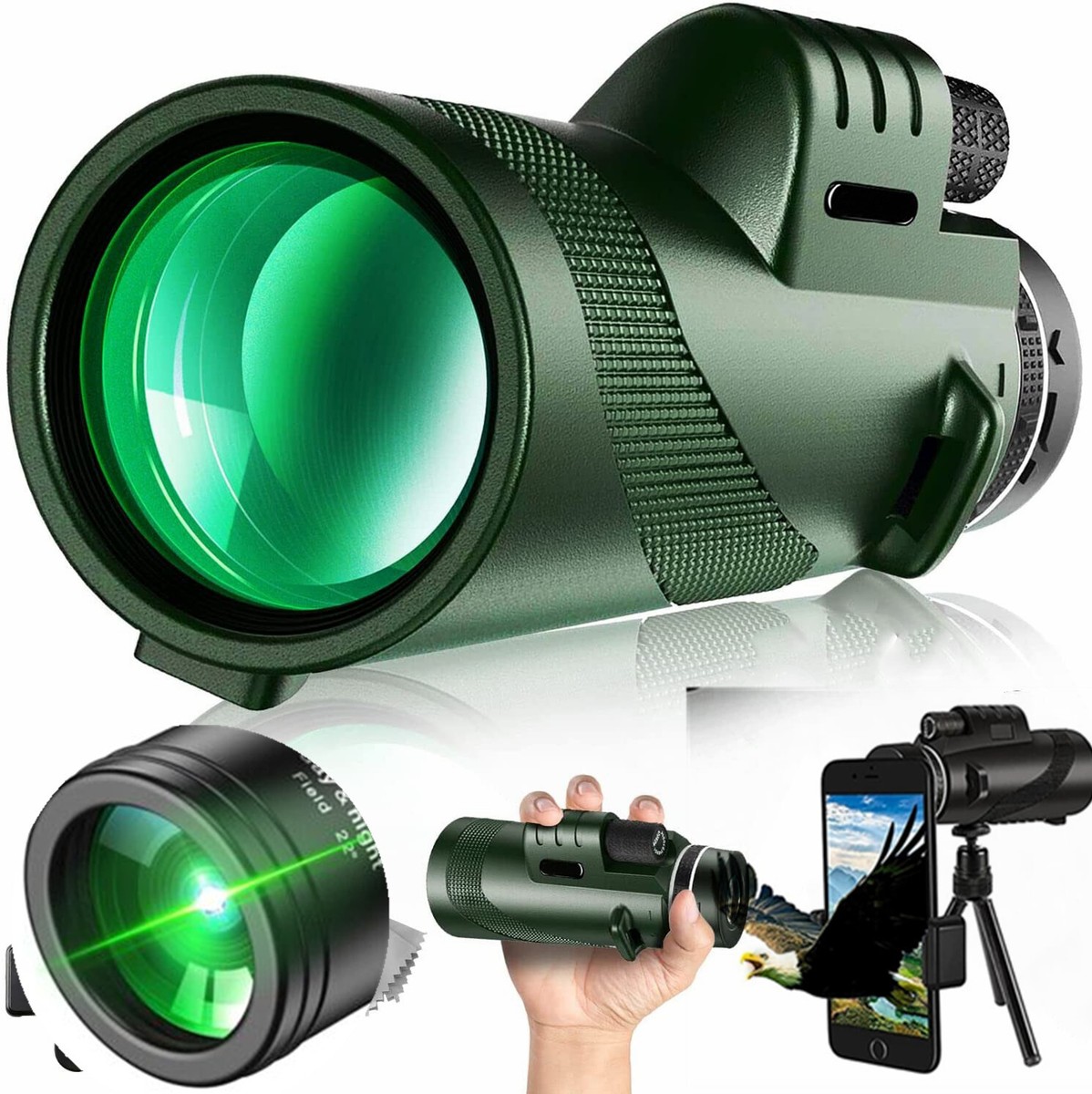 80X100 HD Monocular Telescope Long Range Zoom With Tripod Phone