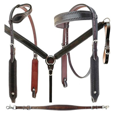BE Bar H Equine American Leather Horse Saddle Tack One Ear Headstall | Breast