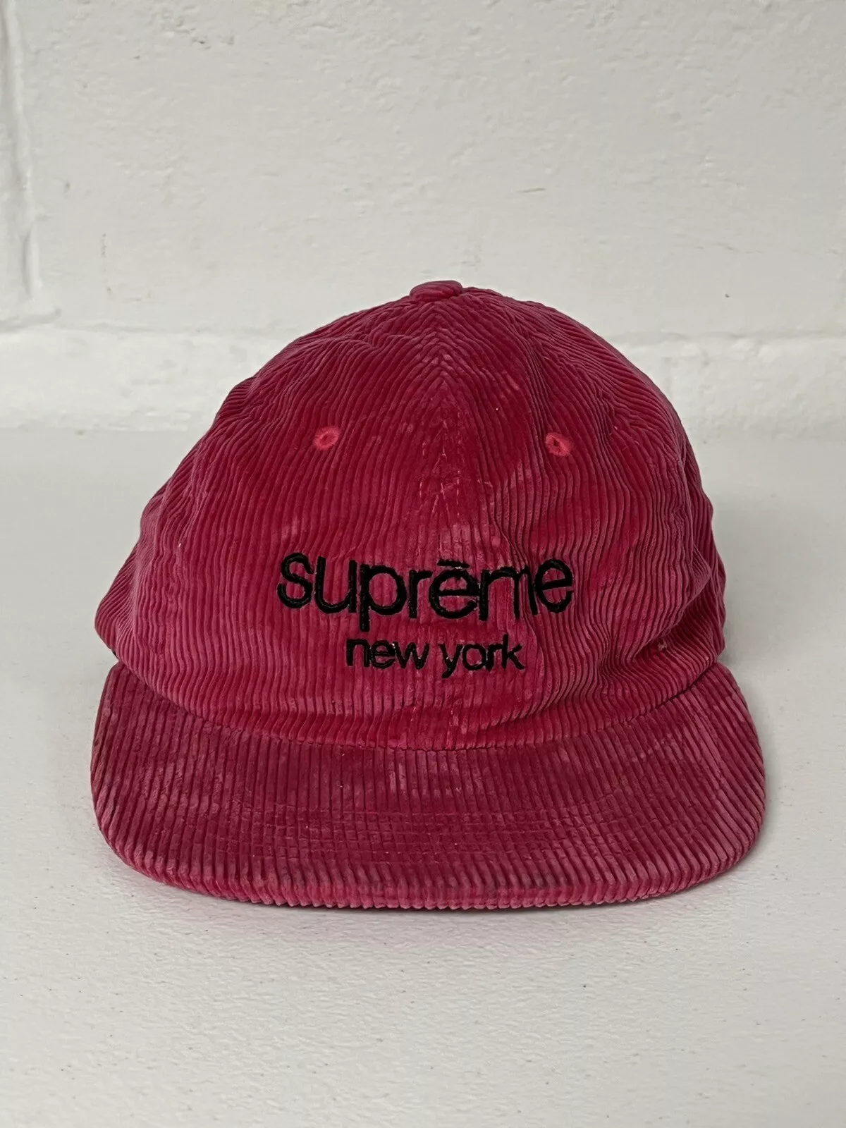 Capuchon chapeau 6 panneaux logo classique Supreme New York Corduroy SS15 rose