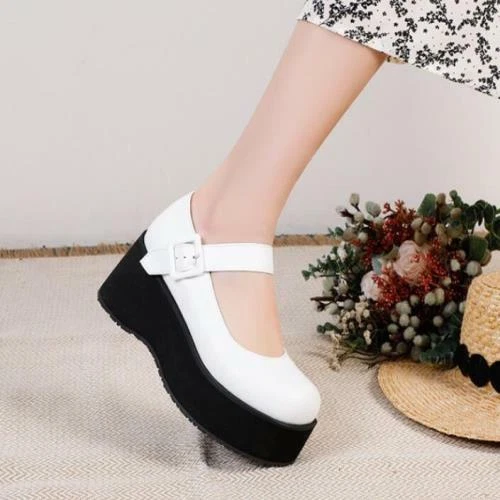 Womens Pu Leather Round Toe Buckle Strap Platform Girls Mary Jane Lolita Shoes - Picture 6 of 15