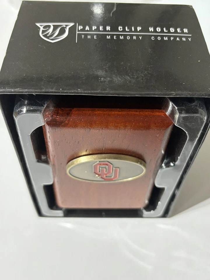 Soporte para clip de papel de madera de la Universidad de Oklahoma de The Memory Company Foto 2 de 3