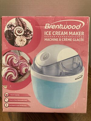 Brentwood 15W 1qt Ice Cream Sorbet Maker Compact Machine Frozen Yogurt Blue NEW