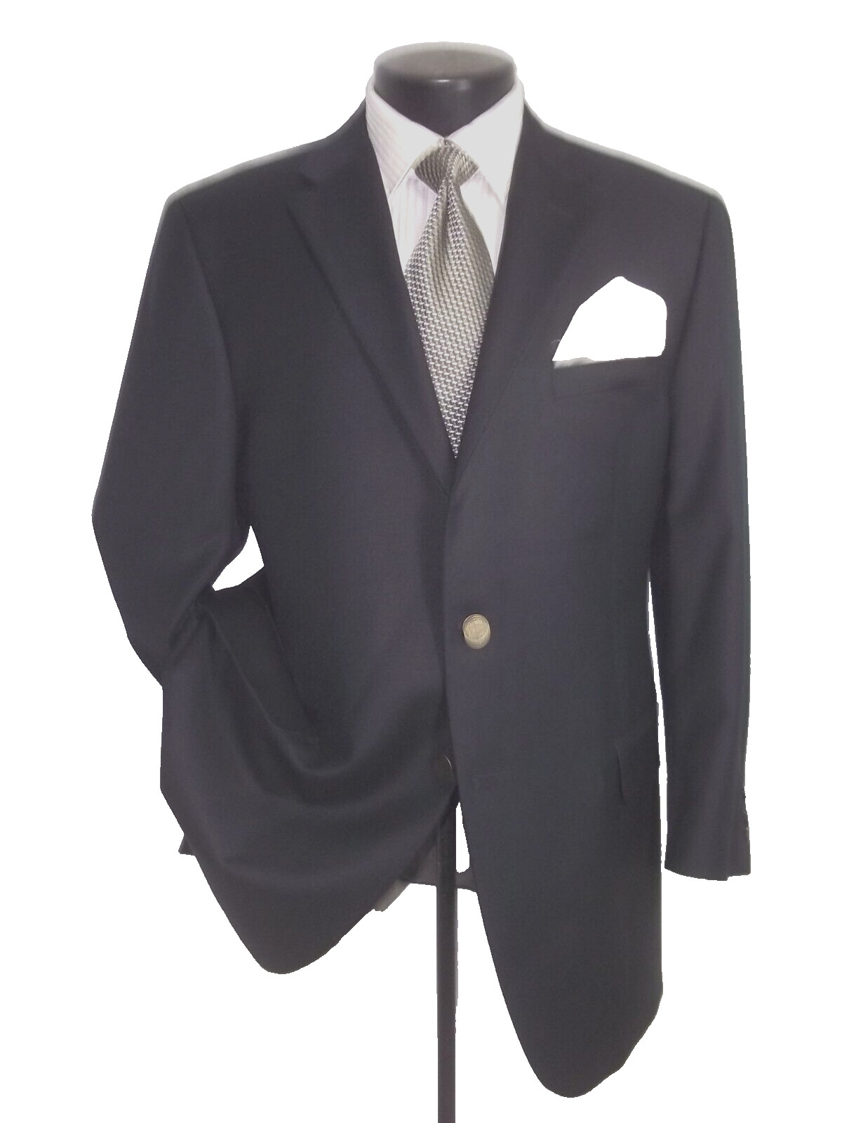 Hickey Freeman Solid Black 2 Button Side Vents Wo… - image 1