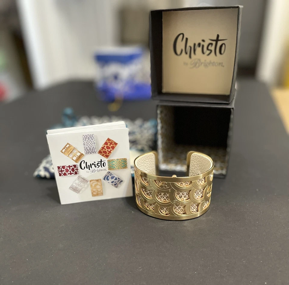 Brazalete BRIGHTON CHRISTO TOKYO DORADO ANCHO Negro Brillo y Ciruela Foto 3 de 4