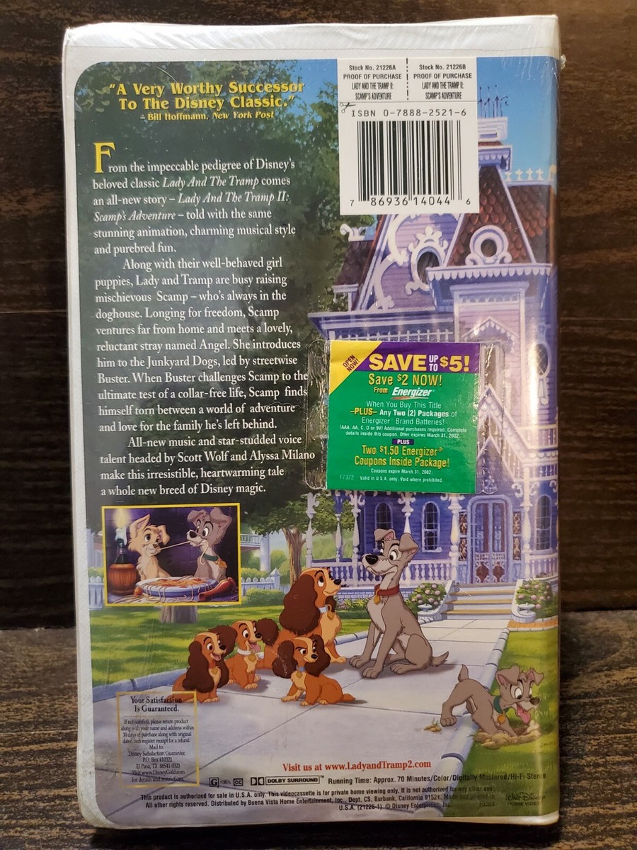 Lady and the Tramp II: Scamps Adventure (VHS, 2001) NEW